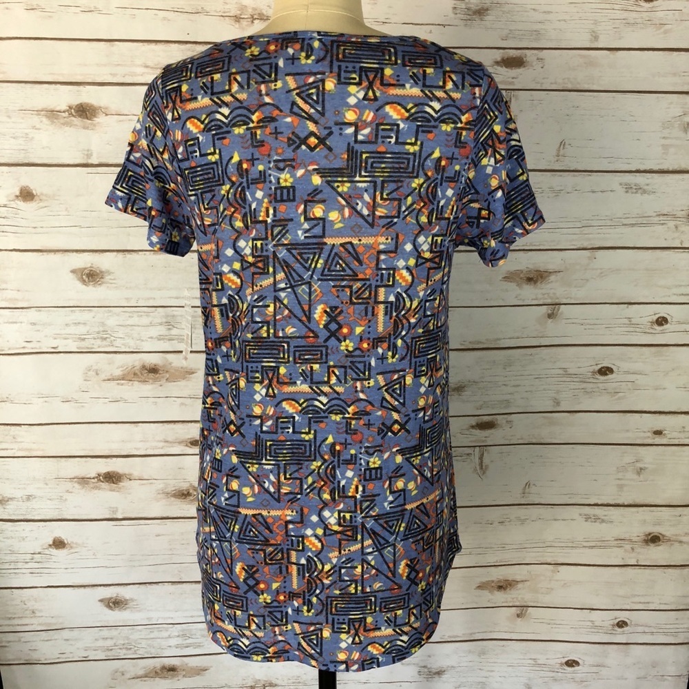 LuLaRoe Blue, & YellowGeometric Classic T Top - Picture 2 of 6